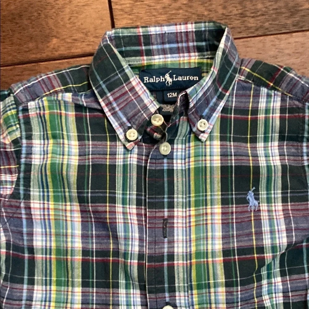 Ralph Lauren Green and Blue Button Down Shirt